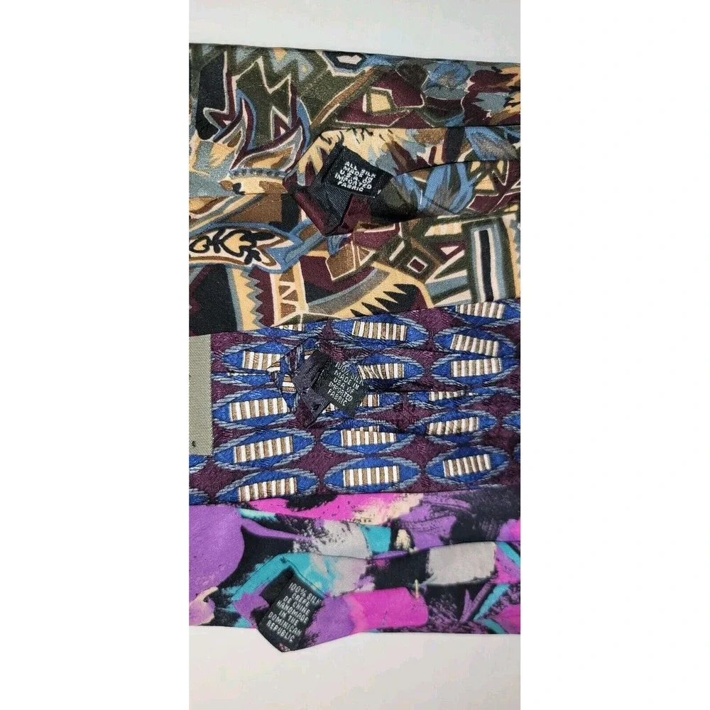 Robert Stock Men's Silk Necktie Lot Vintage Classic Geometric Colorful‎ Business